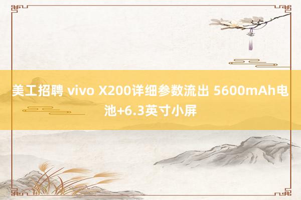 美工招聘 vivo X200详细参数流出 5600mAh电池+6.3英寸小屏